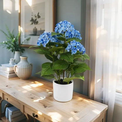 Potted Artificial Blue Hydrangea 50cm - Image 5