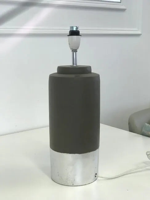 Zane Concrete Silver Trim Lamp Base Only 42cm