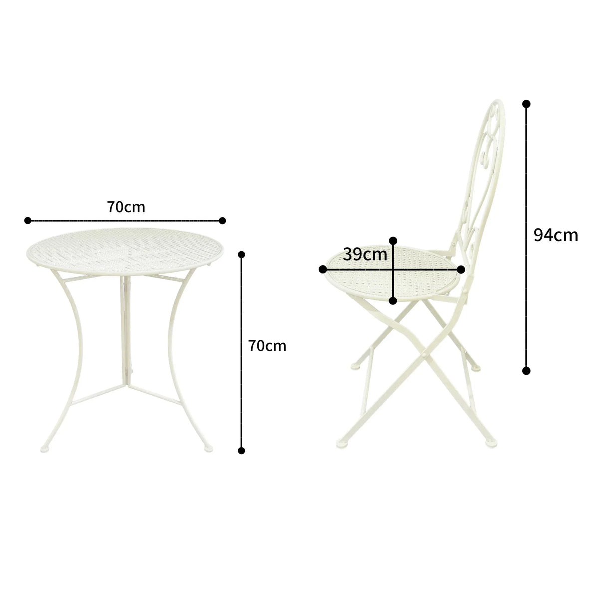 Bordeaux 3pc Setting Round Table + 2 Chairs - Image 4