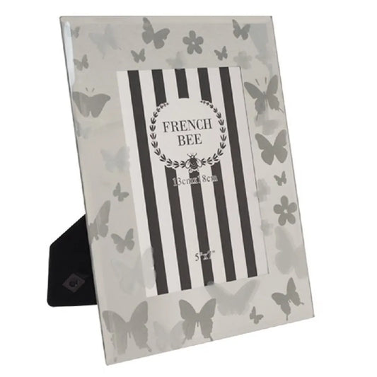 Butterfly Photo Frame 5''x7'' Glass Front Gold 21cm