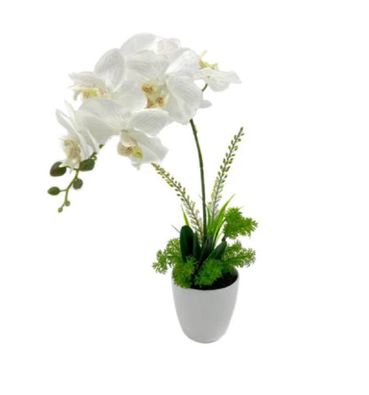 Artificial One Stem Orchid In Plastic Pot 10x46cm - Image 2