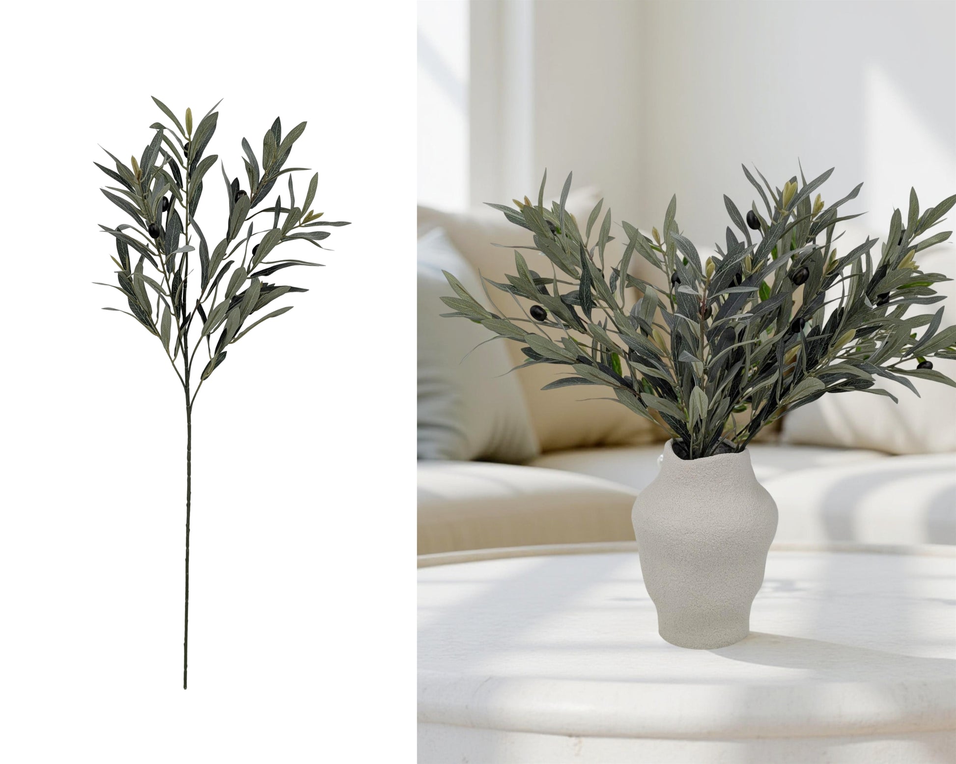 bulk 12 Artificial Olive Leaves Spray 7 Branches 80cm