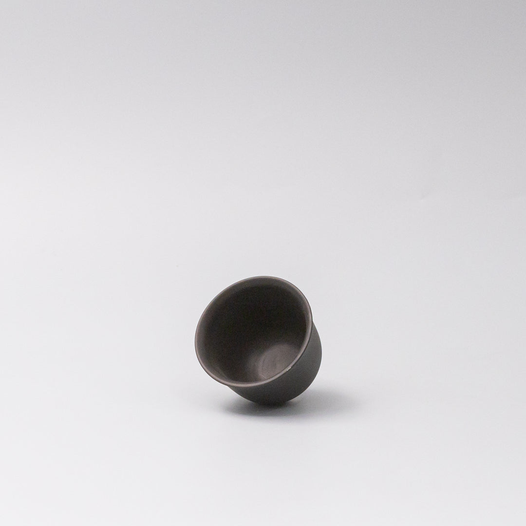 Sake and Tea Cup 6cm Black Matte Flared Glaze - Image 3