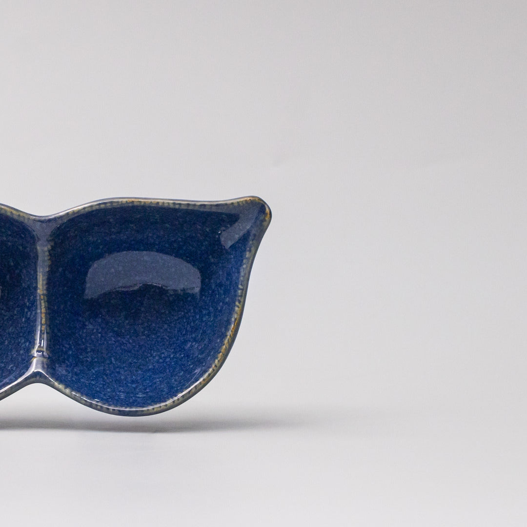 Edamame Triple Pod Dish 20cm Indigo Blue Glaze - Image 2