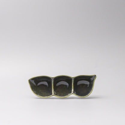 Edamame Triple Pod Dish 20cm Oribe Green Glaze - Image 4