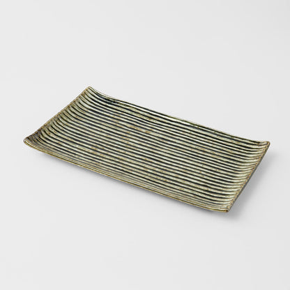 Sushi Plate 24cm Green Contour Glaze