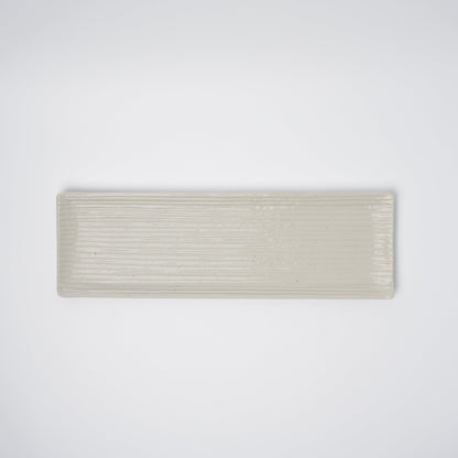 Sashimi Plate 33.2cm White Contour Glaze