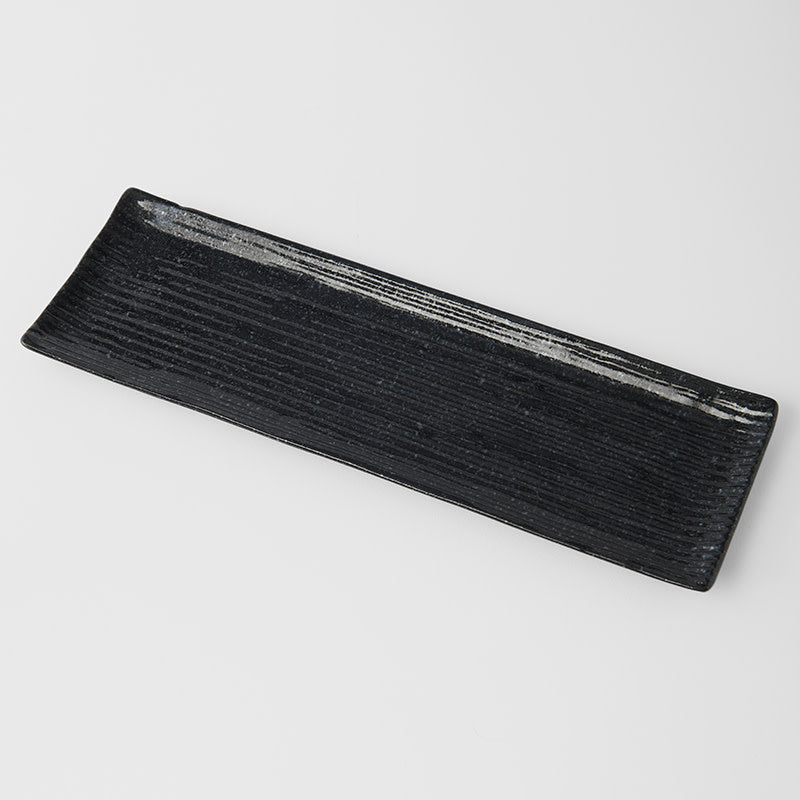 Sashimi Plate 33cm Black Contour Glaze