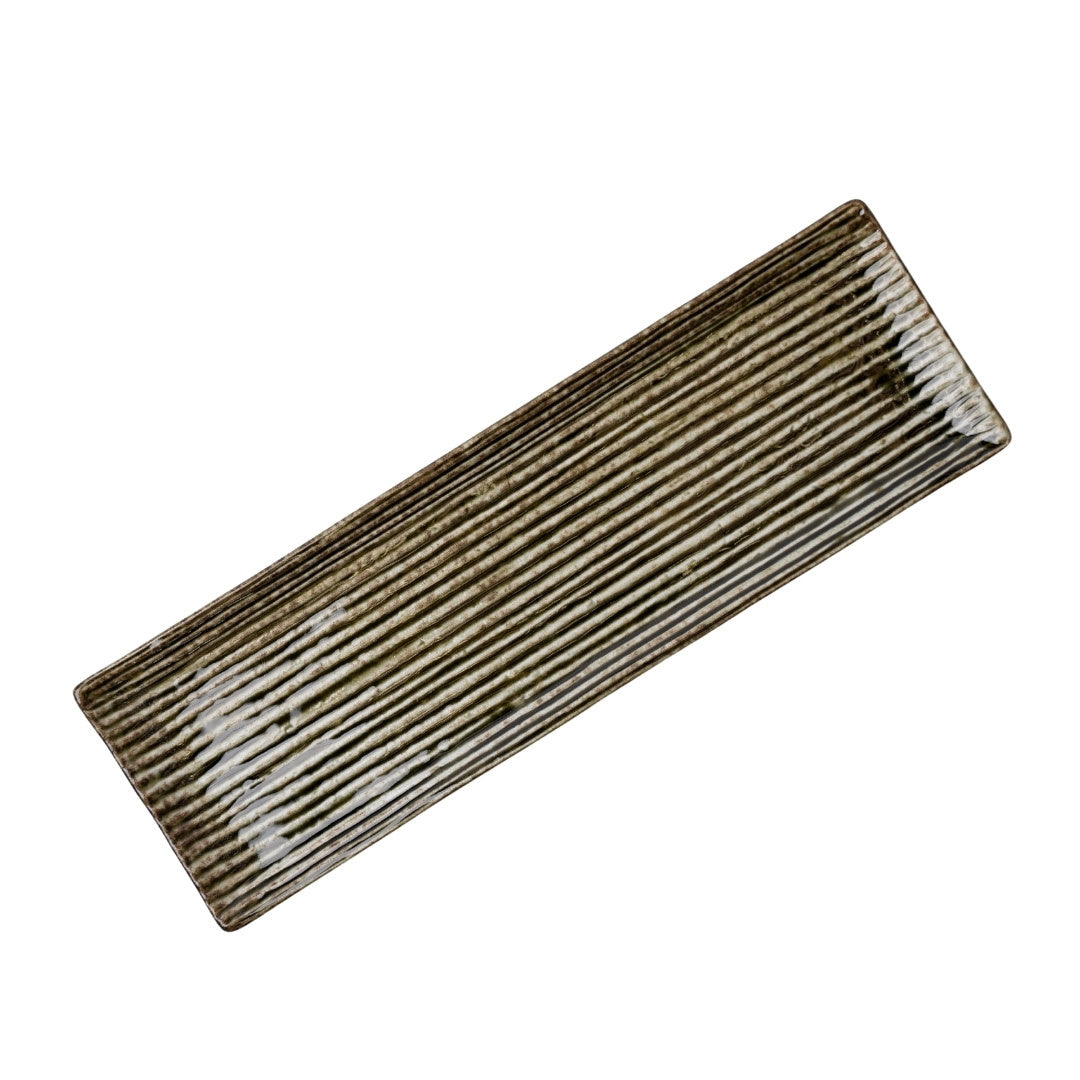 Sashimi Plate 33.2cm Green Contour Glaze - Image 2
