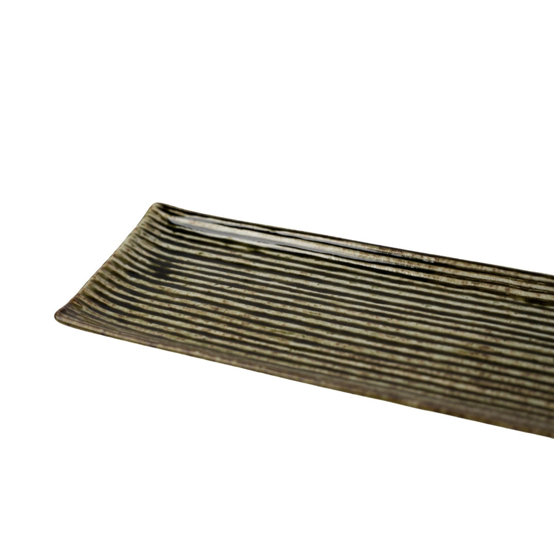 Sashimi Plate 33.2cm Green Contour Glaze - Image 3