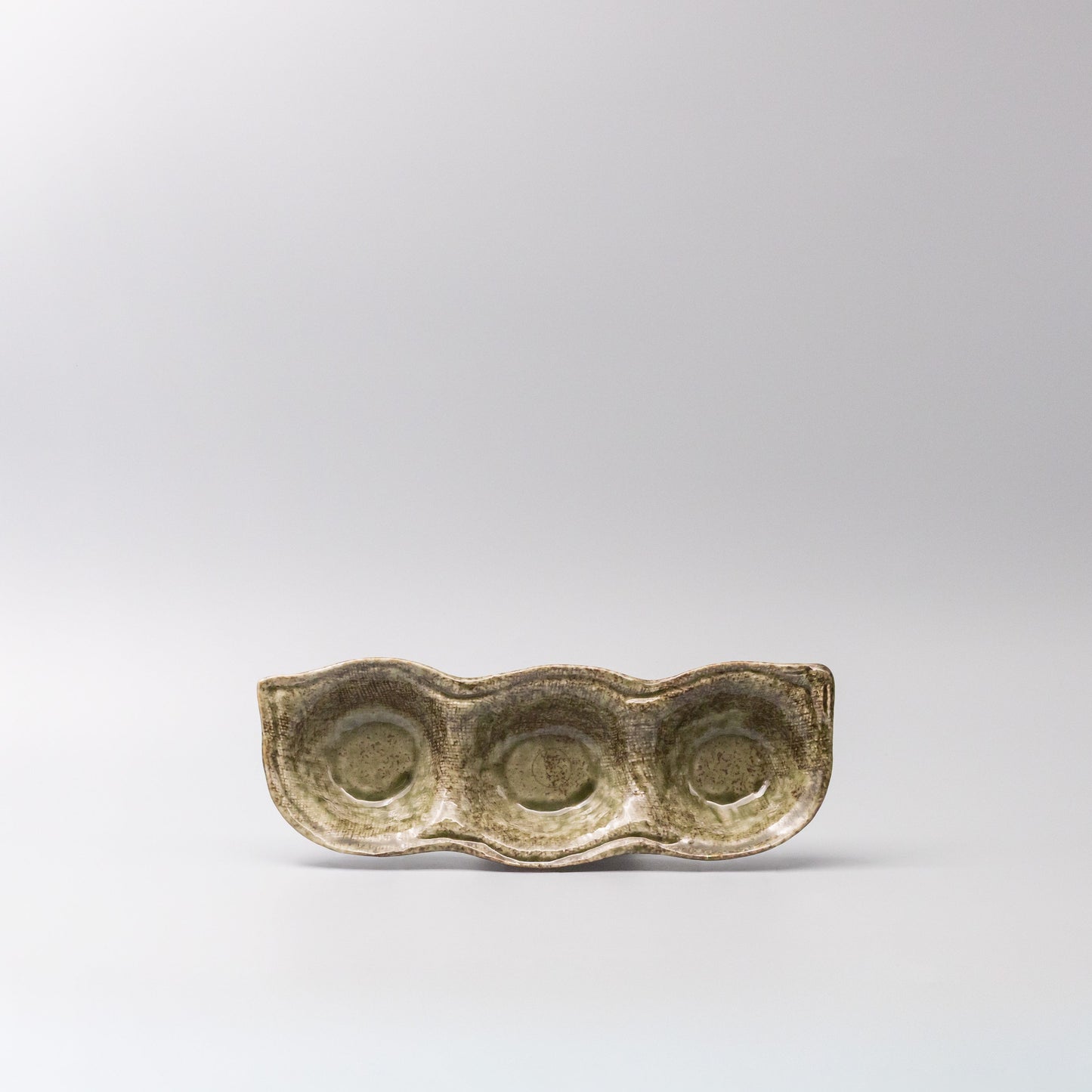 Edamame Triple Pod Dish Green Glaze - Image 4