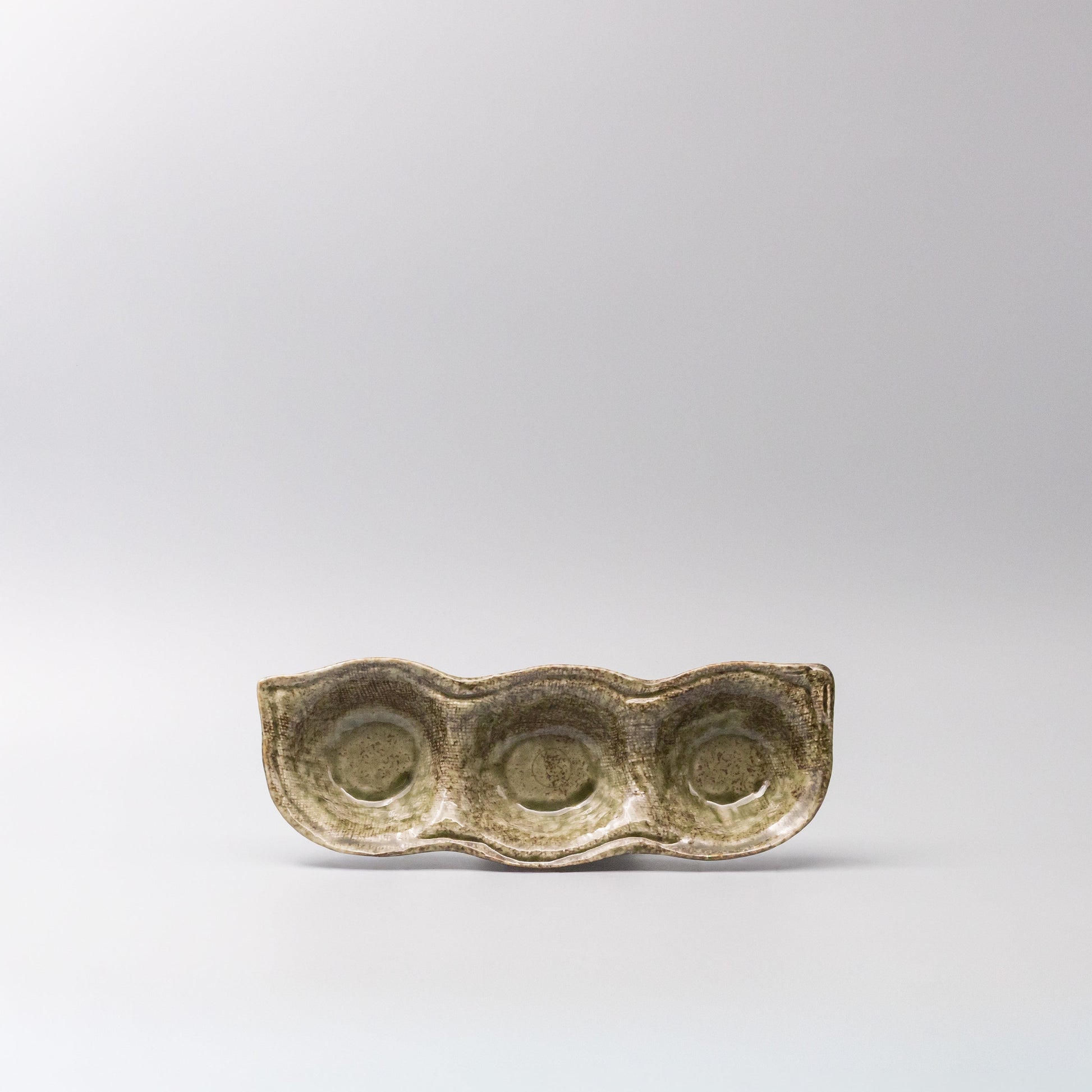 Edamame Triple Pod Dish Green Glaze - Image 4