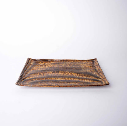 Sushi Plate 24cm Amber Contour Glaze