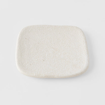 Plate Square 19cm Shell White Glaze
