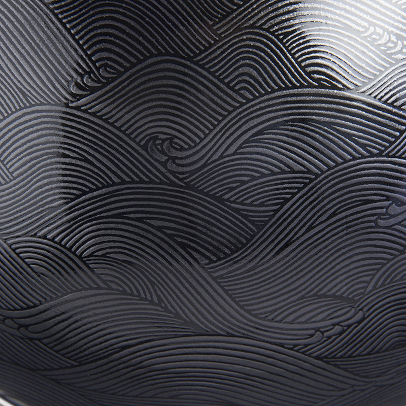Ramen Bowl 24.5cm Black Wave Glaze - Image 3
