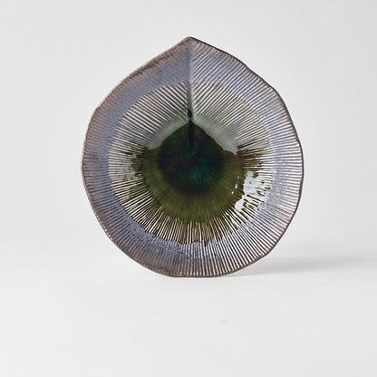 Bowl Shallow Leaf Shape 25cm Midori Glaze - Image 4