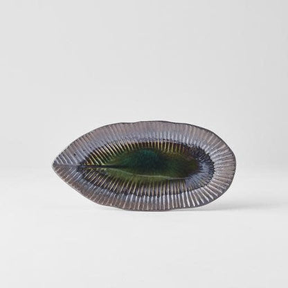Plate Leaf Shape 21.5x10.5cm Midori Ridge Glaze - Image 5