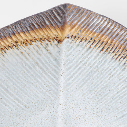 Bowl Shallow Leaf Shaped 25cm Akane Grey Glaze - Image 2