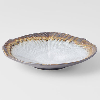 Bowl Shallow Leaf Shaped 25cm Akane Grey Glaze - Image 4