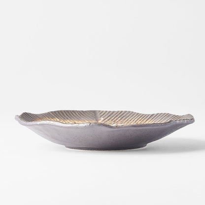 Plate Leaf Shape 16cm Akane Grey Glaze - Image 4