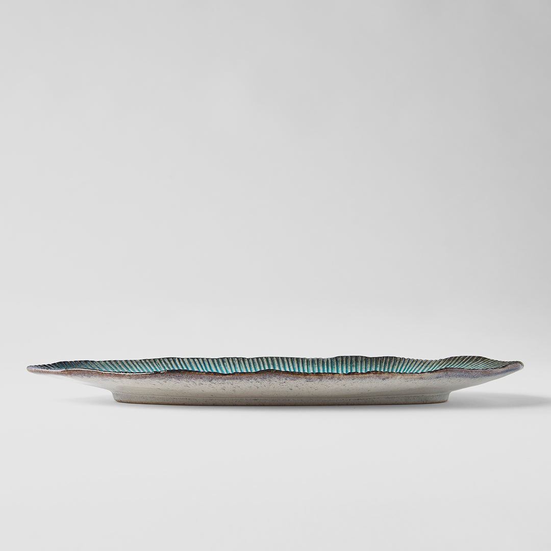 Plate Leaf Shape 32.5x13.5cm Sky Blue Glaze - Image 2