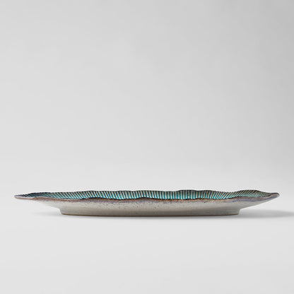 Plate Leaf Shape 32.5x13.5cm Sky Blue Glaze - Image 2