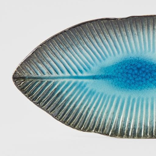 Plate Leaf Shape 21cm Sky Blue Glaze - Image 2