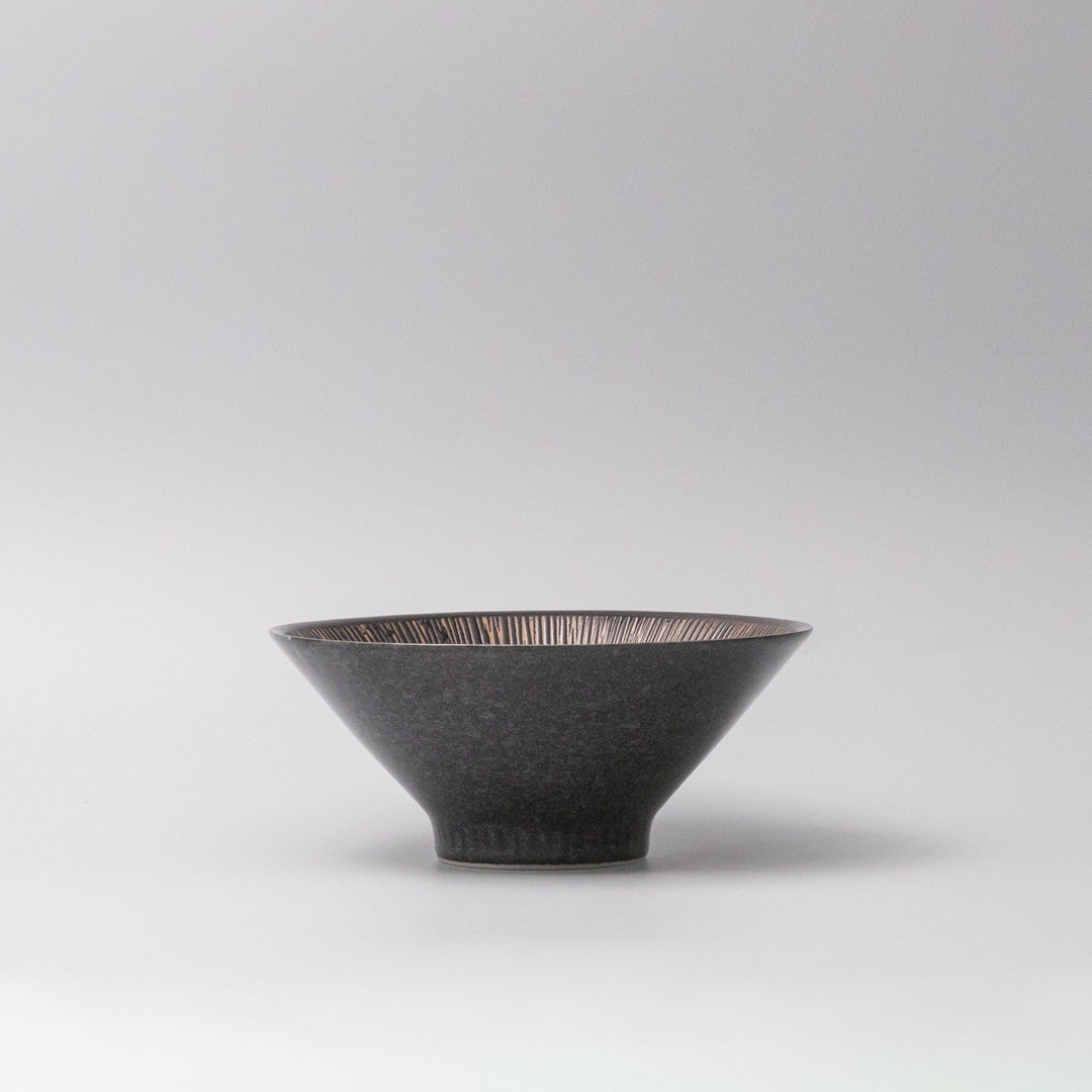 Bowl V shape 19cm Bronze Converging Line Glaze - Image 4