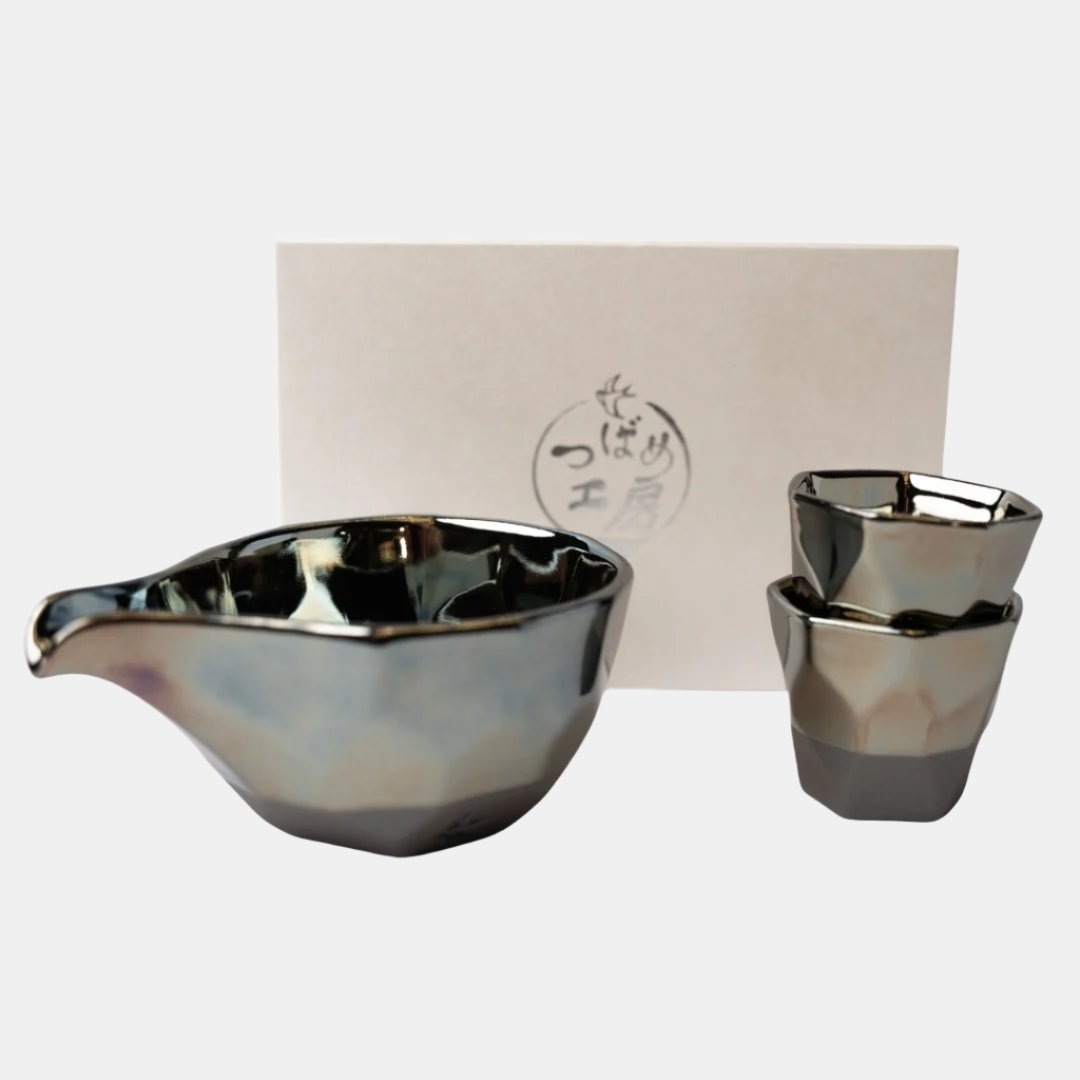 Sake Set Faceted Ink Glaze - Image 2