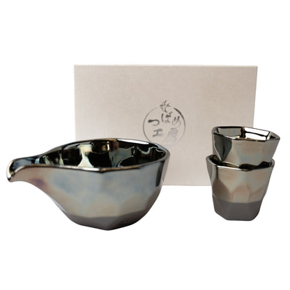 Sake Set Faceted Ink Glaze - Image 3