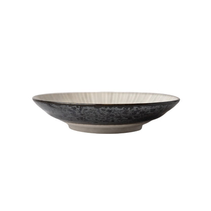 Pasta Bowl Flat 23cm Black Converging Line Glaze - Image 4