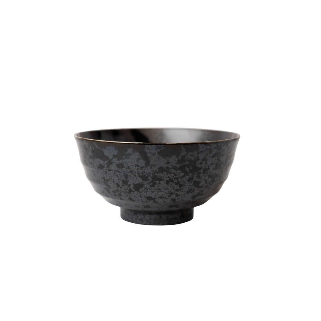 Udon Bowl Fluted 17cm Gloss Black Stripes On Gunmetal Glaze - Image 5