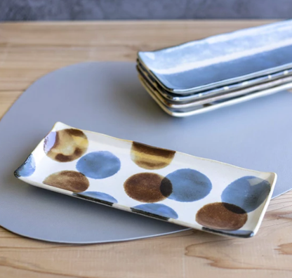 Sashimi Plate 27cm Brush Blue Spot Glaze - Image 5