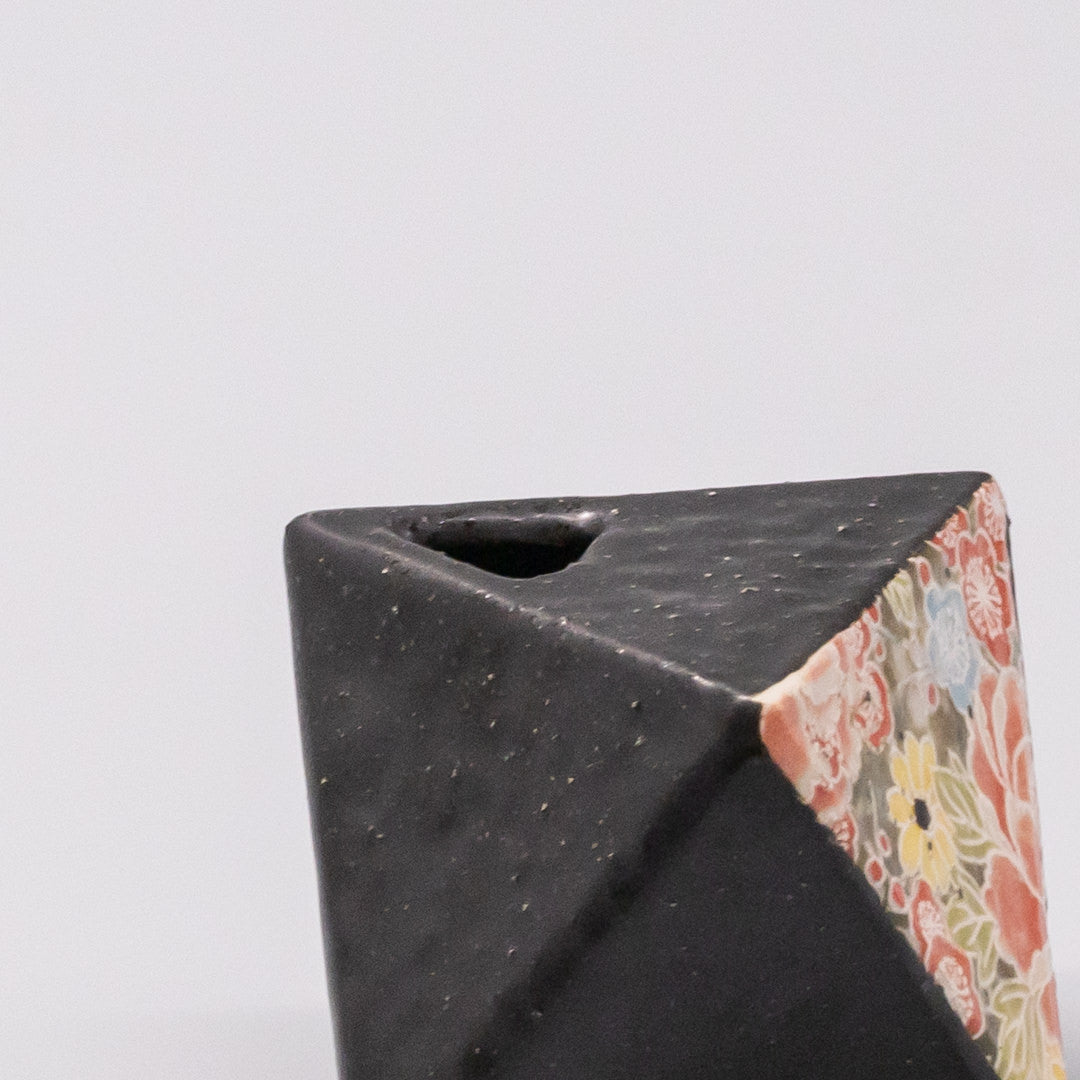 Vase Black Bright 4.5H Triangular - Image 3