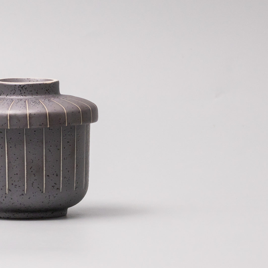 Cup Chawanmushi 170ml Matt Black Stripe Glaze - Image 2