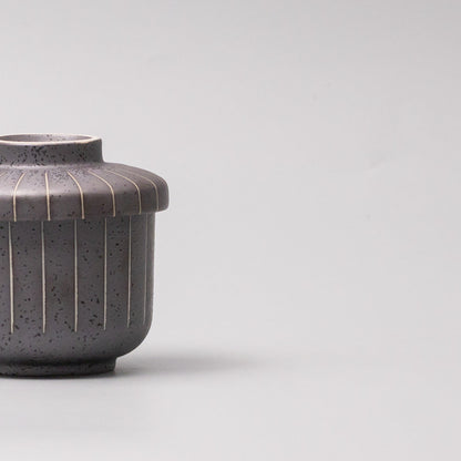 Cup Chawanmushi 170ml Matt Black Stripe Glaze - Image 2