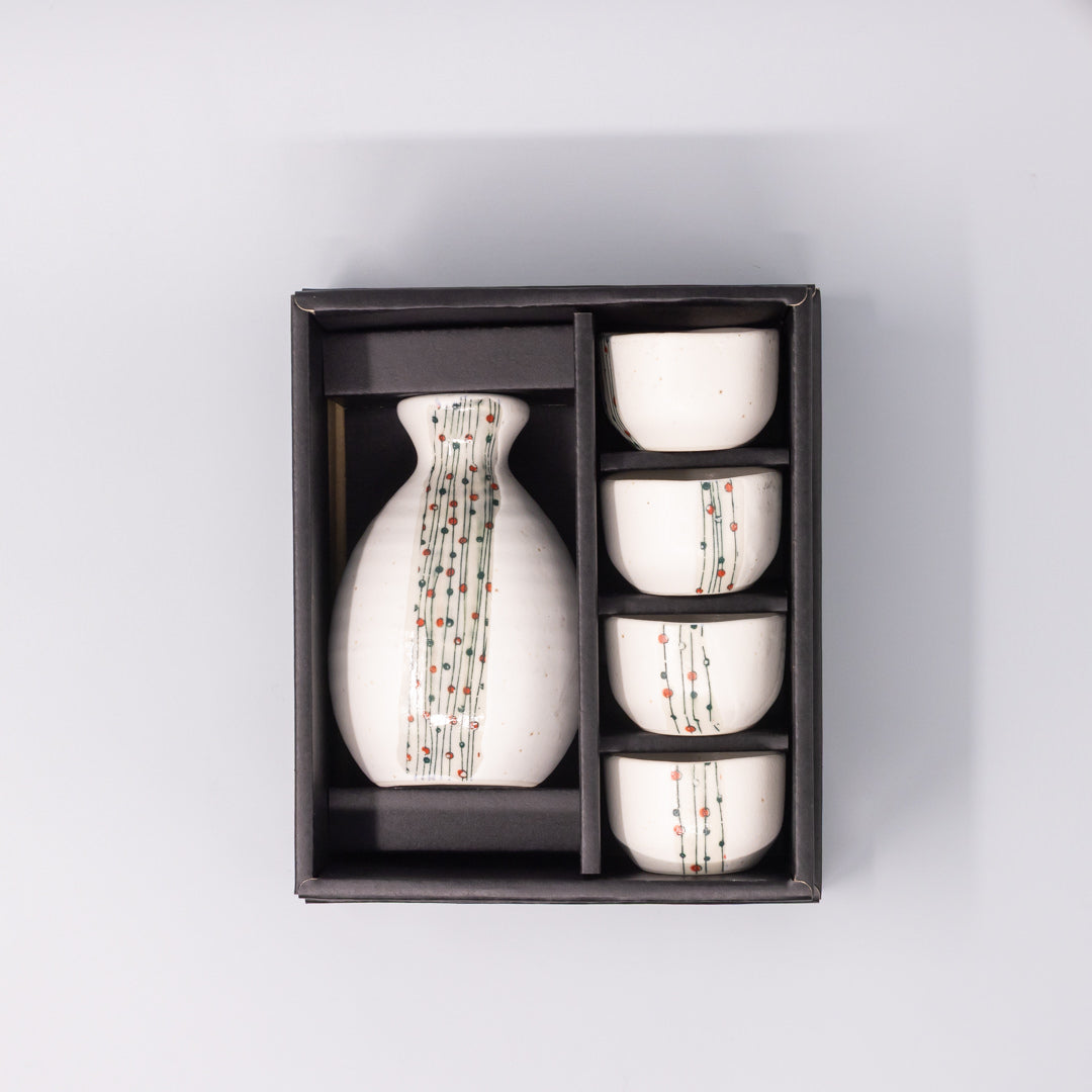 Sake Set for Four 330ml White Abacus Glaze - Image 4