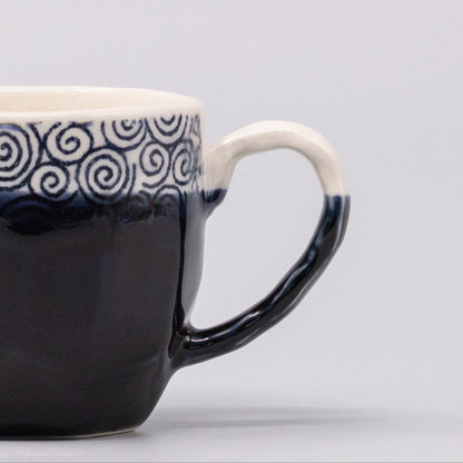 Mug in a Gift Box 260ml Navy Spiral Band Glaze - Image 3