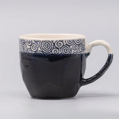 Mug in a Gift Box 260ml Navy Spiral Band Glaze - Image 5