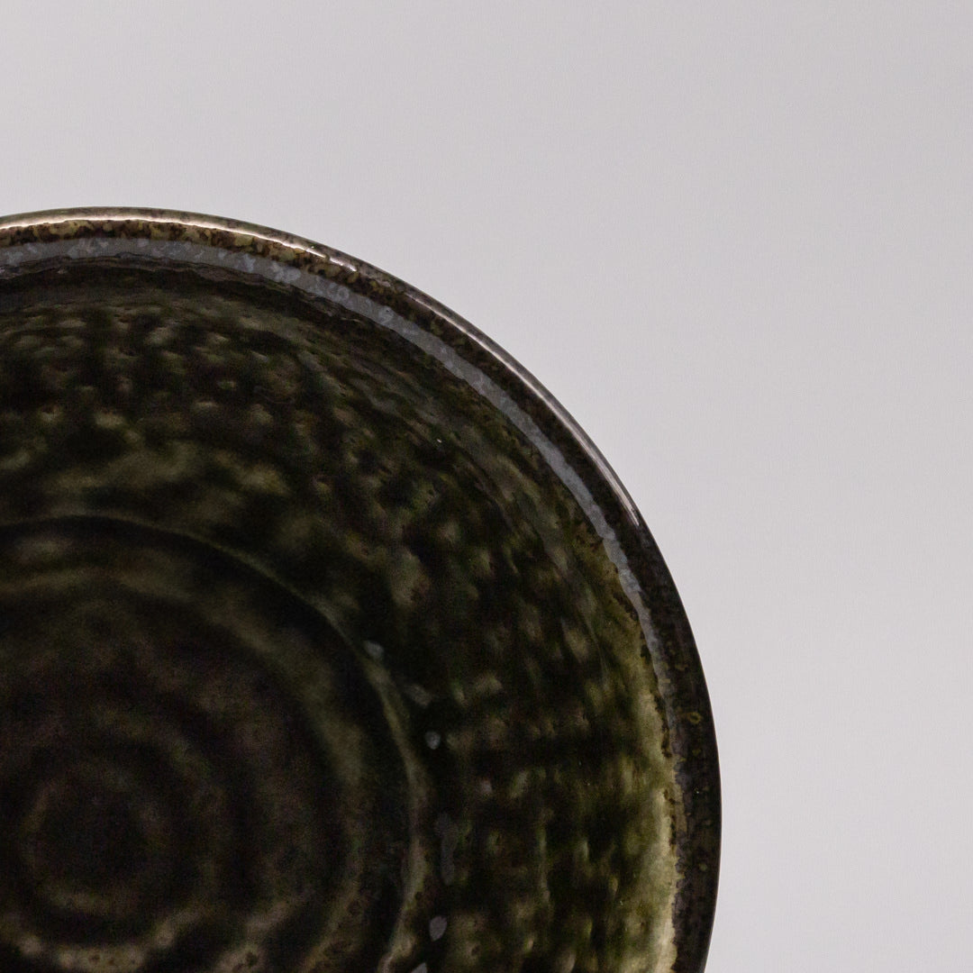 Bowl 18cm Shinogi Moss Black Glaze - Image 2