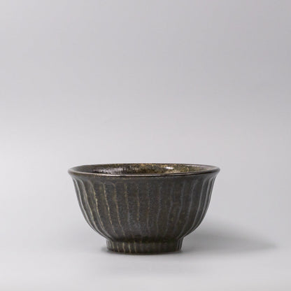 Bowl 18cm Shinogi Moss Black Glaze - Image 4