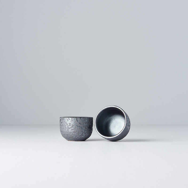 Sake Cup 35ml Black Scroll Glaze - Image 2