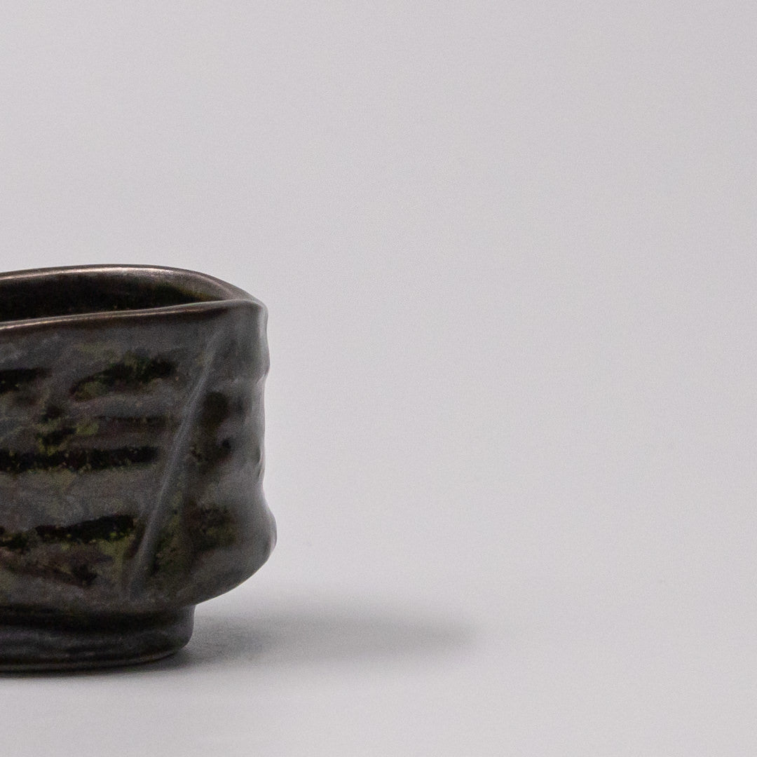 Sake Cup Moss Black Glaze - Image 2
