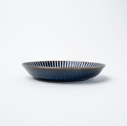 Plate High Rim 22.5cm Navy Sendan Glaze - Image 3