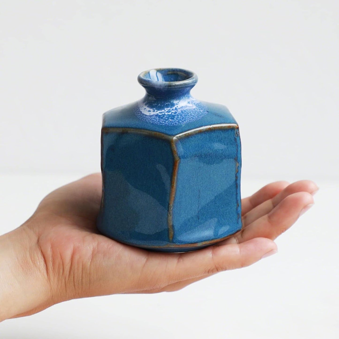 Vase Small Blue Hexagon - Image 3