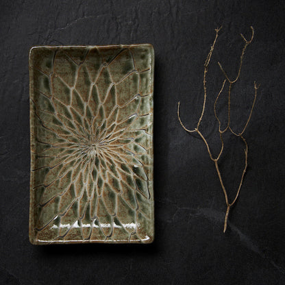 Sushi Plate 22cm Forest Green Net Design - Image 5