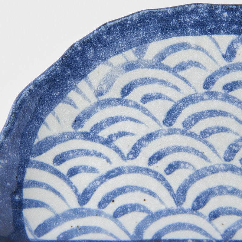 Plate Tempura 21cm Indigo Blue Wave Design - Image 2