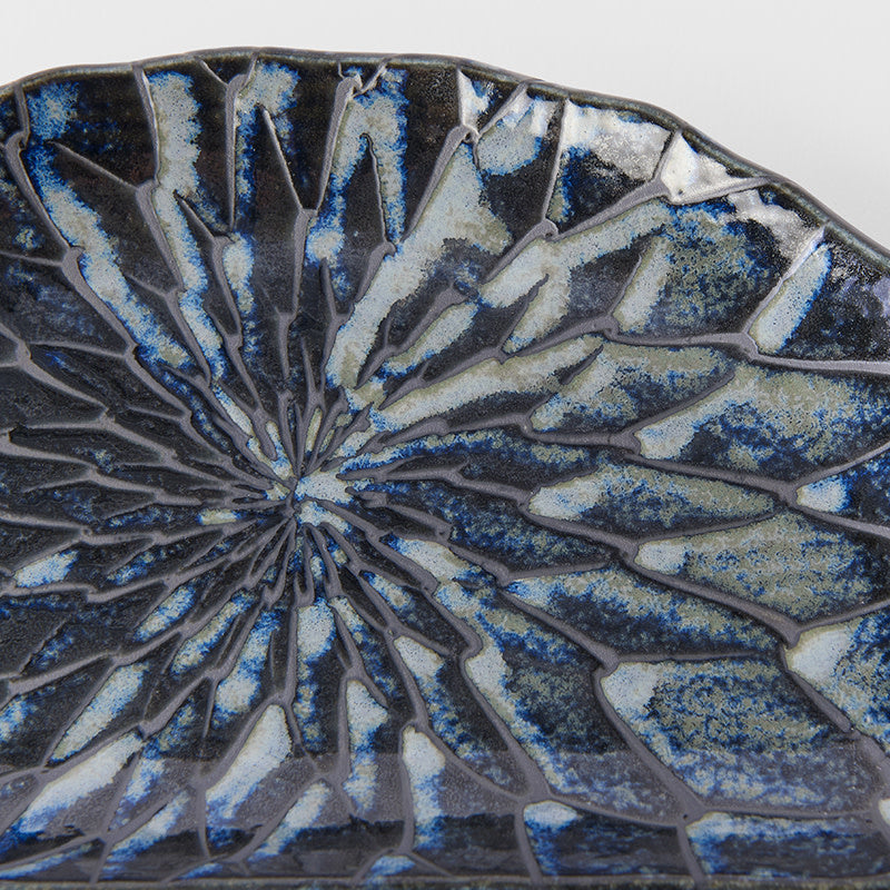 Plate D Shaped 21cm Indigo Blue Design - Image 3