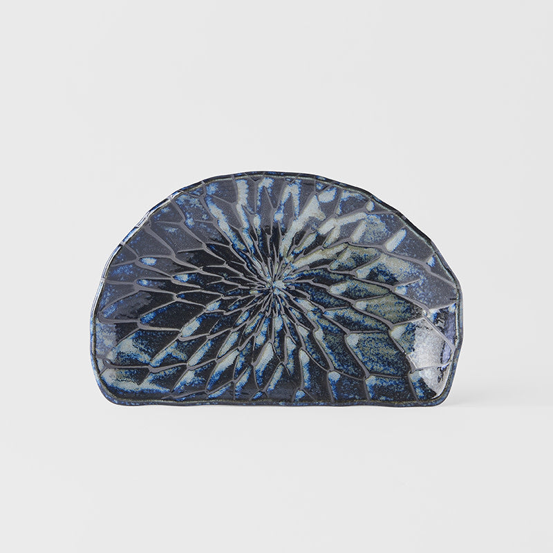Plate D Shaped 21cm Indigo Blue Design - Image 5