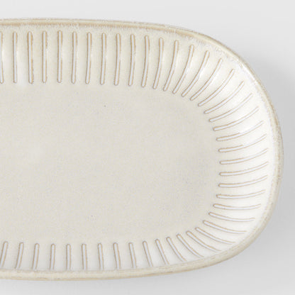 Plate Oval 19cm Ridged Alabaster Glaze - Image 2